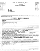 Business Questionnaire -income Tax Department- City Of Brooklyn- Form
