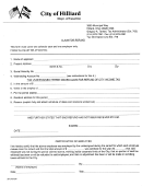 Claim For Refund-city Of Hillard Dept. Of Taxation-form