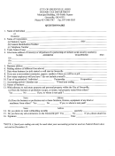 Questionnaire Sheet Of Income Tax Departament - State Of Ohio