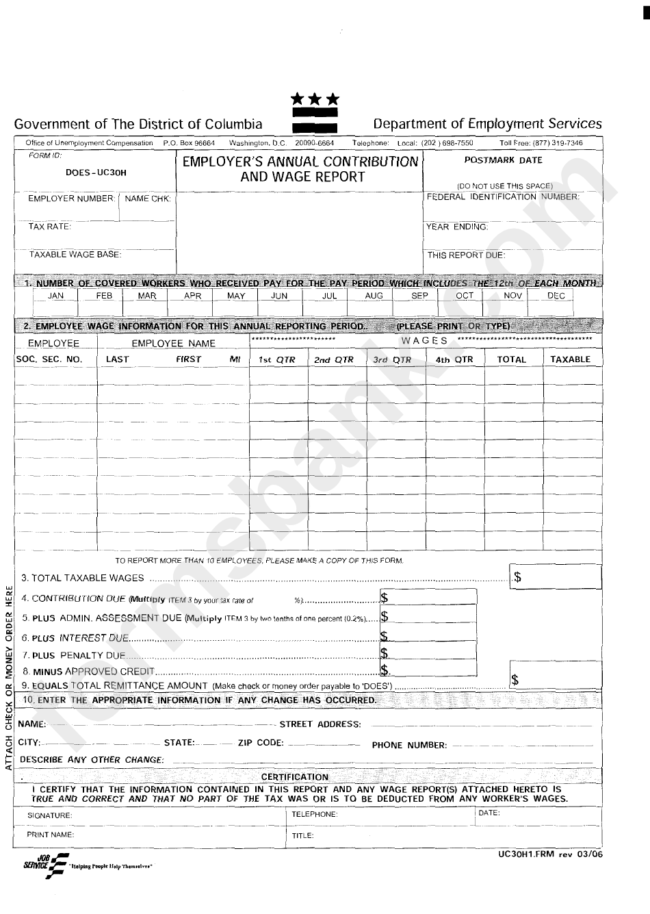 Form Does-Uc3oh - Employer