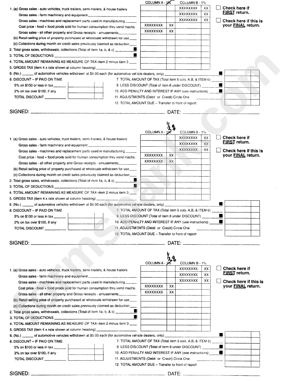 Sales And Use Tax Return Form - Dekalb County