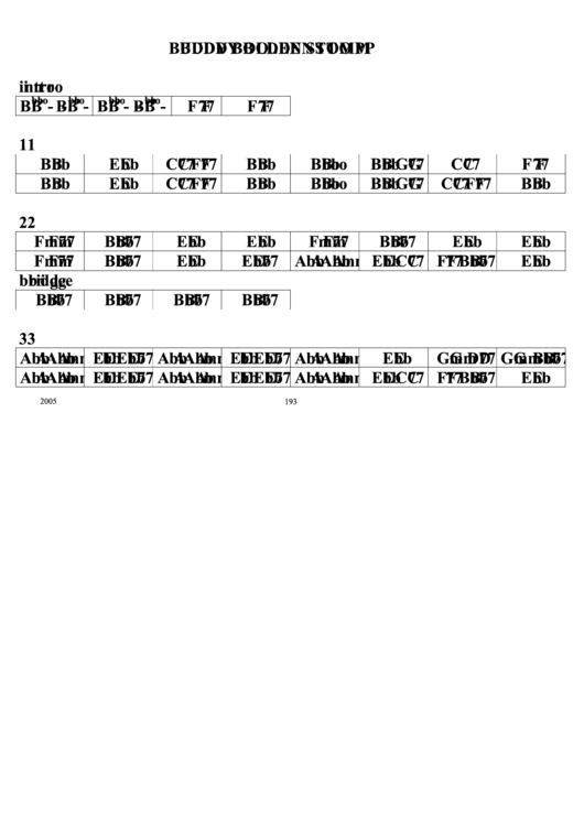 Buddy Bolden Stomp Chord Chart Printable pdf