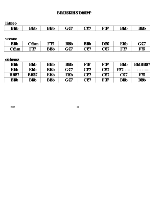 Brush Stomp Chord Chart Printable pdf