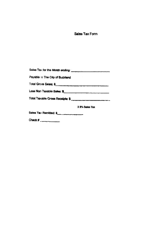 Sales Tax Form Template Printable pdf