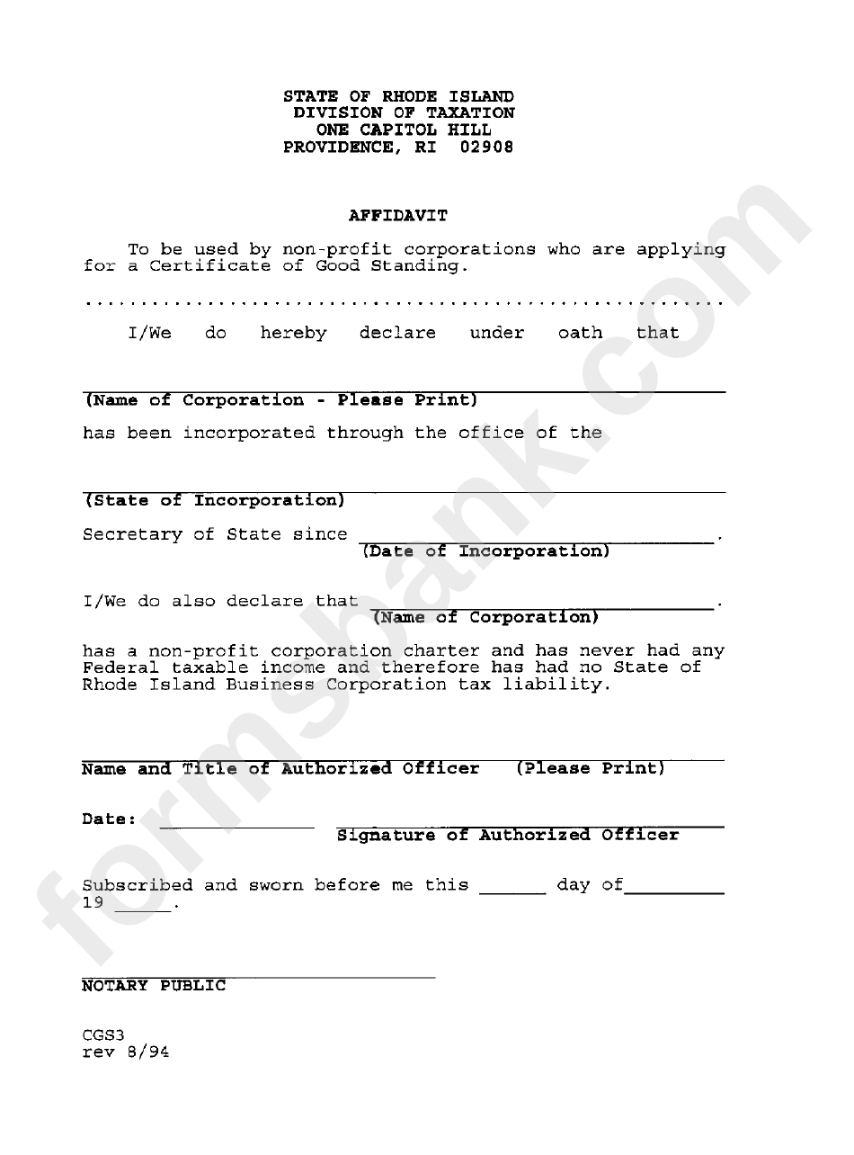 Affidavit Form - 1994