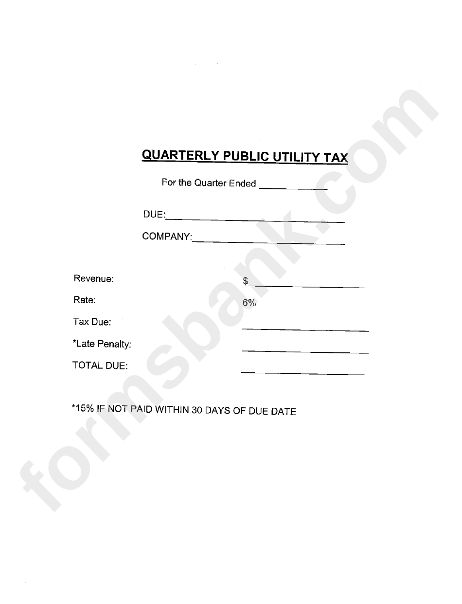 Quarterly Public Utility Tax Form
