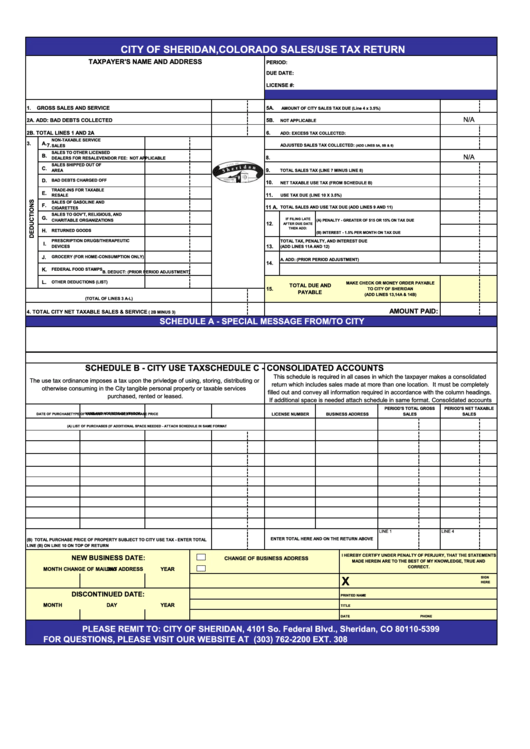 Sales/use Tax Return Form Printable pdf