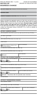 Form Boe-345 - Notice Of Business Change Form