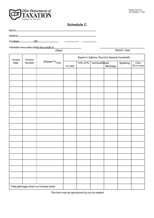 Form Alc36crev Schedule C Ohio Department Of Taxation printable