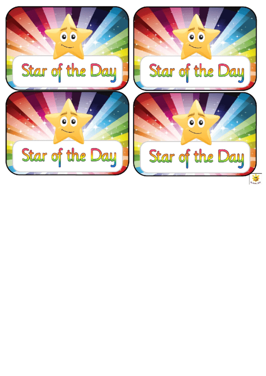 Award Certificate Template - Star Of The Day Printable pdf
