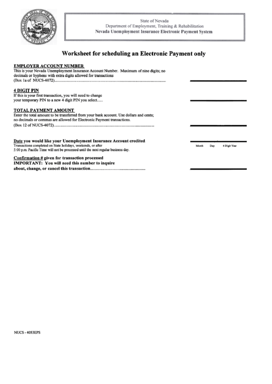 Worksheet For Scheduling An Electronic Payment Only Printable pdf