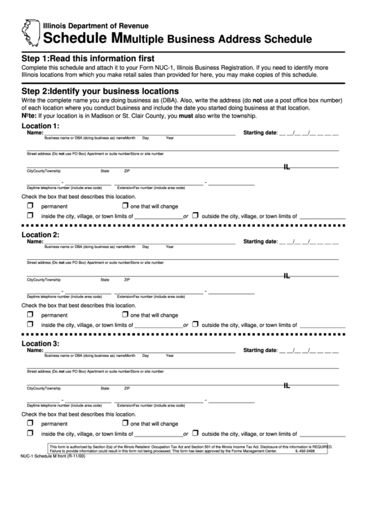 Schedule M Multiple Business Address Schedule printable pdf download