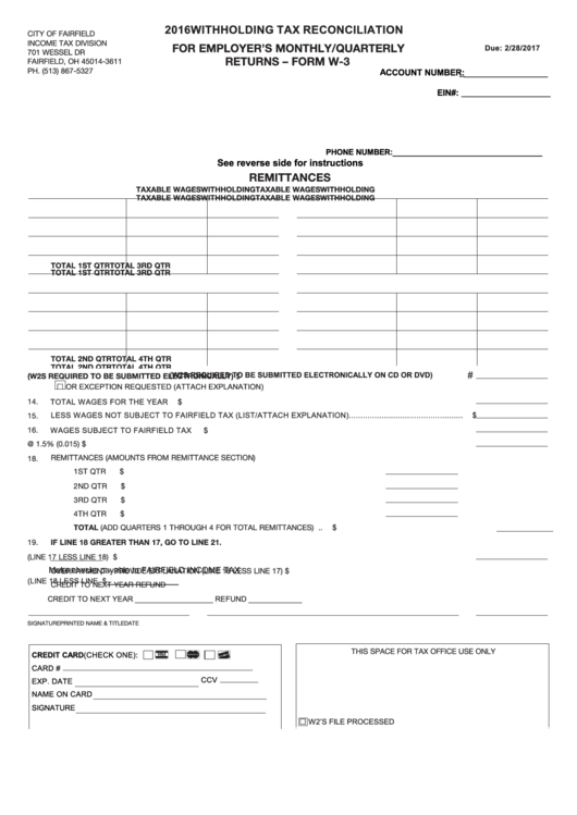 Form W-3 - For Employer