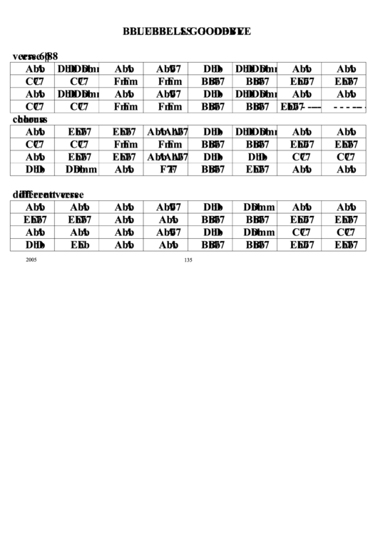 Bluebells Goodbye Jazz Chord Chart Printable pdf