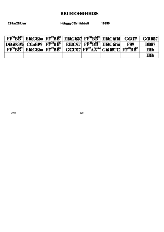 Hoagy Carmichael - Blue Orchids Chord Chart Printable pdf