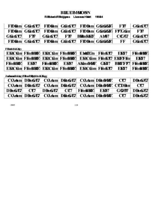 Blue Moon Chord Chart Printable pdf