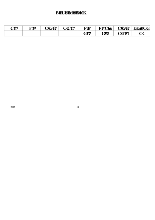 Jazz Chord Chart - Blue Monk Printable pdf
