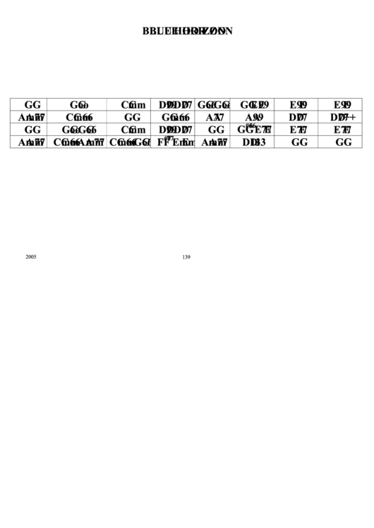 Jazz Chord Chart - Blue Horizon Printable pdf