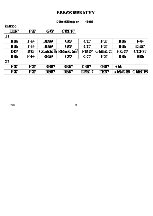Black Beauty Chord Chart Printable pdf