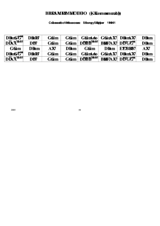 Jazz Chord Chart - Besame Mucho (Kiss Me Much) Printable pdf