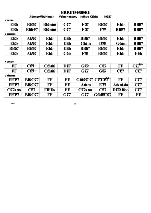 Baltimore Chord Chart Printable pdf
