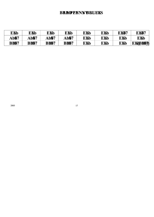 Bad Penny Blues Chord Chart Printable pdf