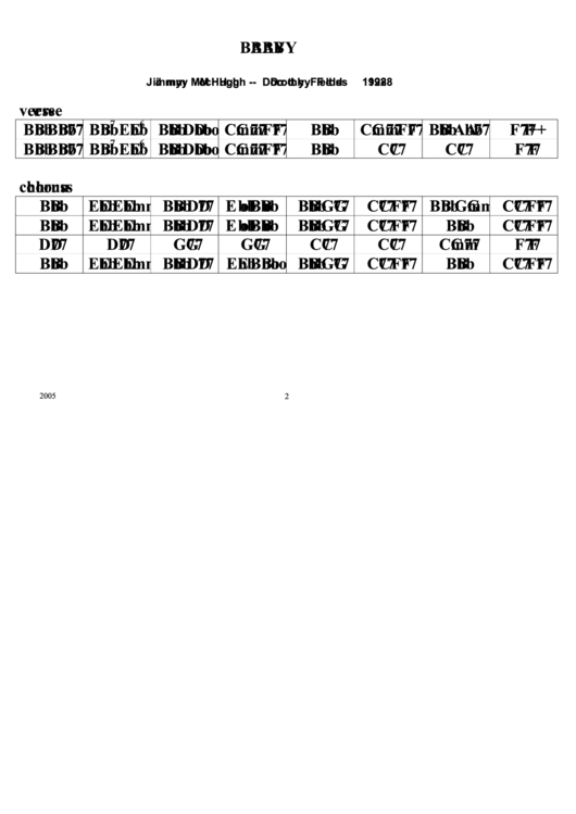 Jimmy Mc Hugh - Baby Chord Chart Printable pdf
