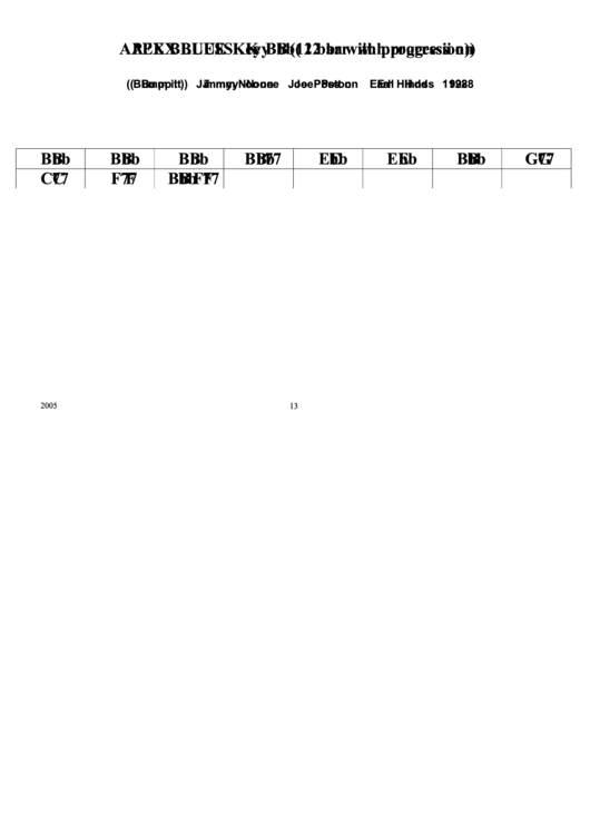 Jazz Chord Chart - Apex Blues (Key Bb -12 Bar With Progression) Printable pdf