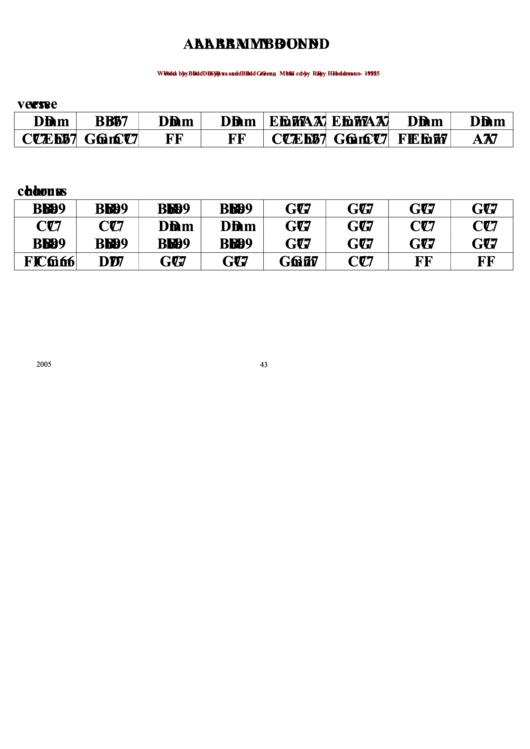 Alabamy Bound Chord Chart Printable pdf