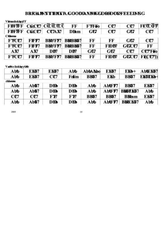 Brk Aint That A Good And Glorious Feeling Chord Chart Printable pdf