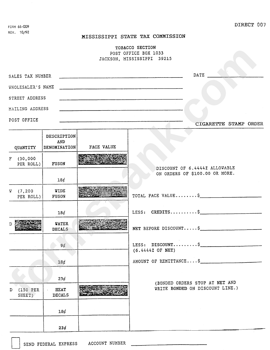 Form 66 009 Mississippi State Tax Commission Form Printable Pdf Download