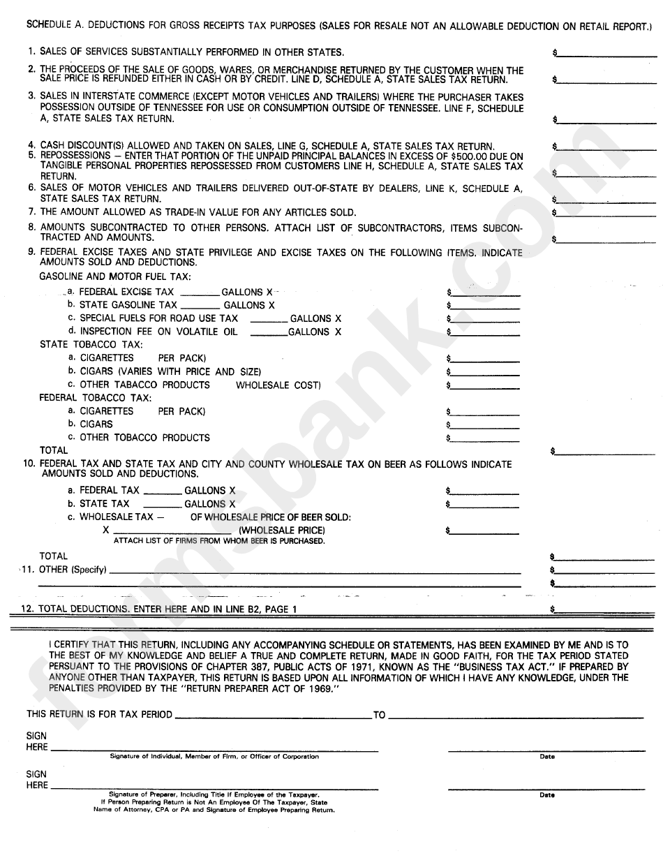 Gross Receipts Reporting Form - Germantown