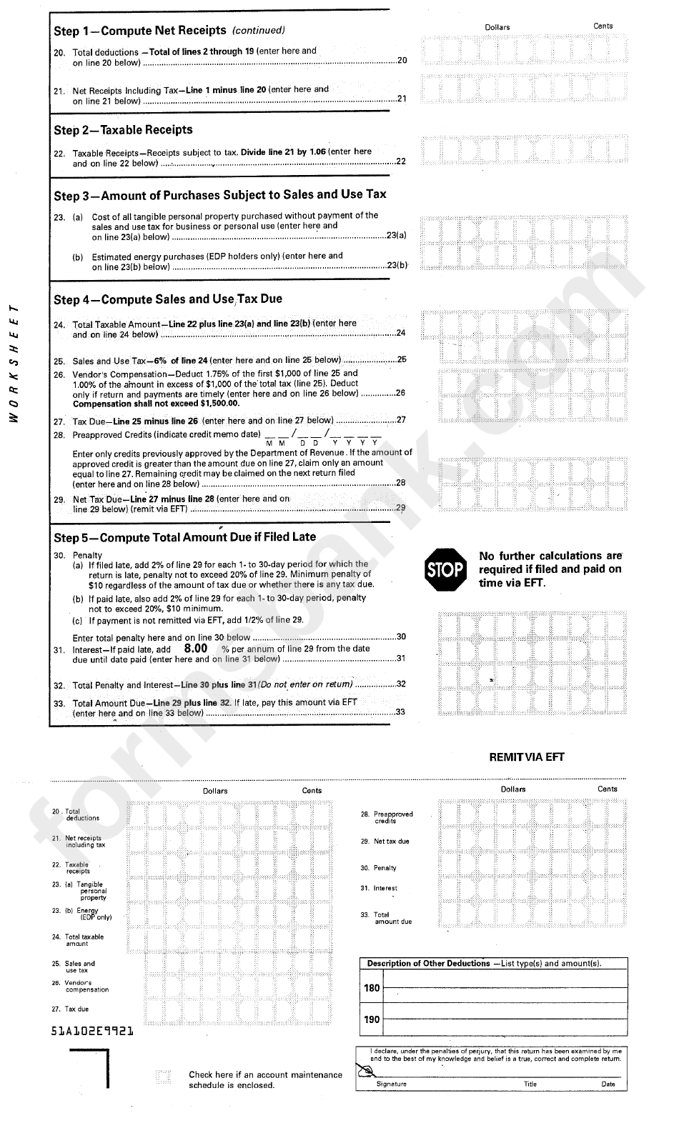 Form 51a102e - Kentucky Sales And Use Tax Worksheet