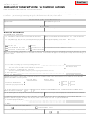 Form 1012 - Application For Industrial Facilities Tax Exemption Certificate - 2014 Printable pdf