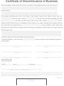 Certificate Of Discontinuance Of Business Form