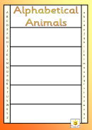 Spelling Abc Template (Alphabetical Animals) Printable pdf