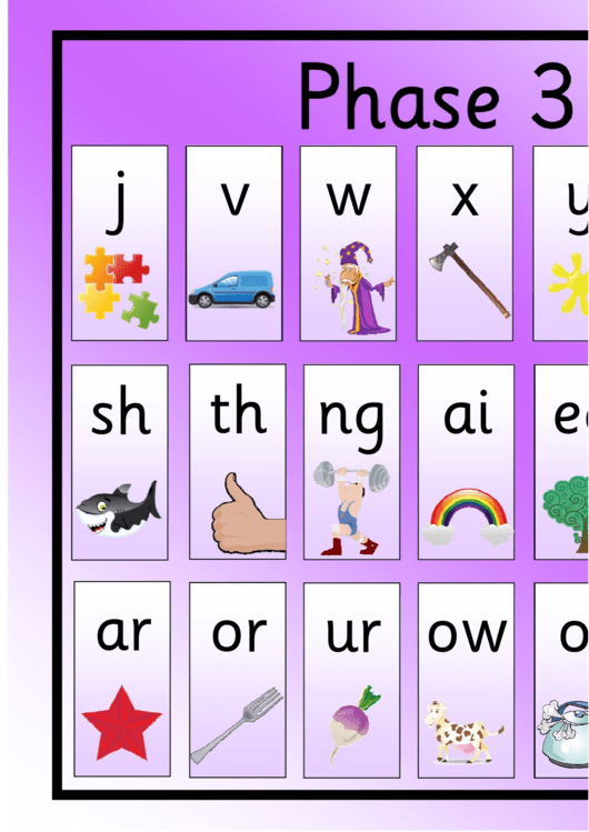 Spelling Frame Abc Template (Phase 6 - Violet Background) Printable pdf