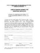 Hard-to-dispose Material Tax Exemption Certificate Form