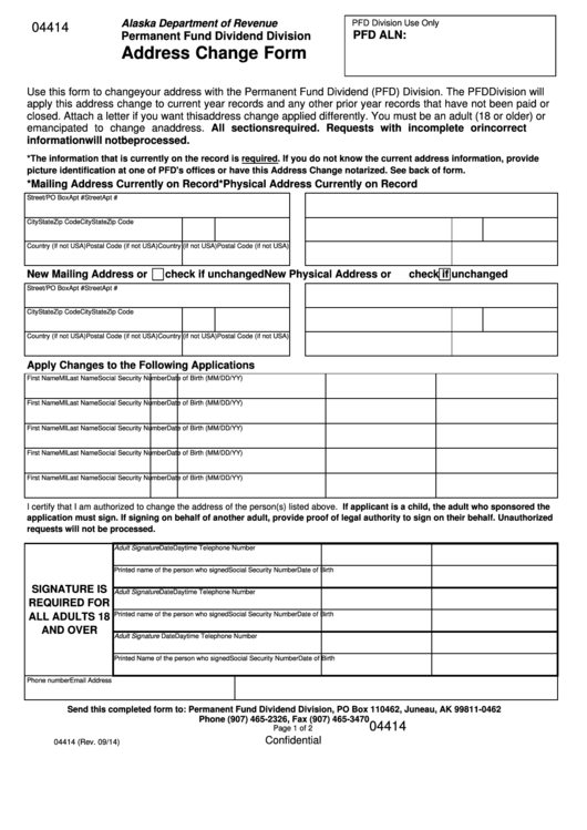 Form 14815 - Address Change Form Printable pdf
