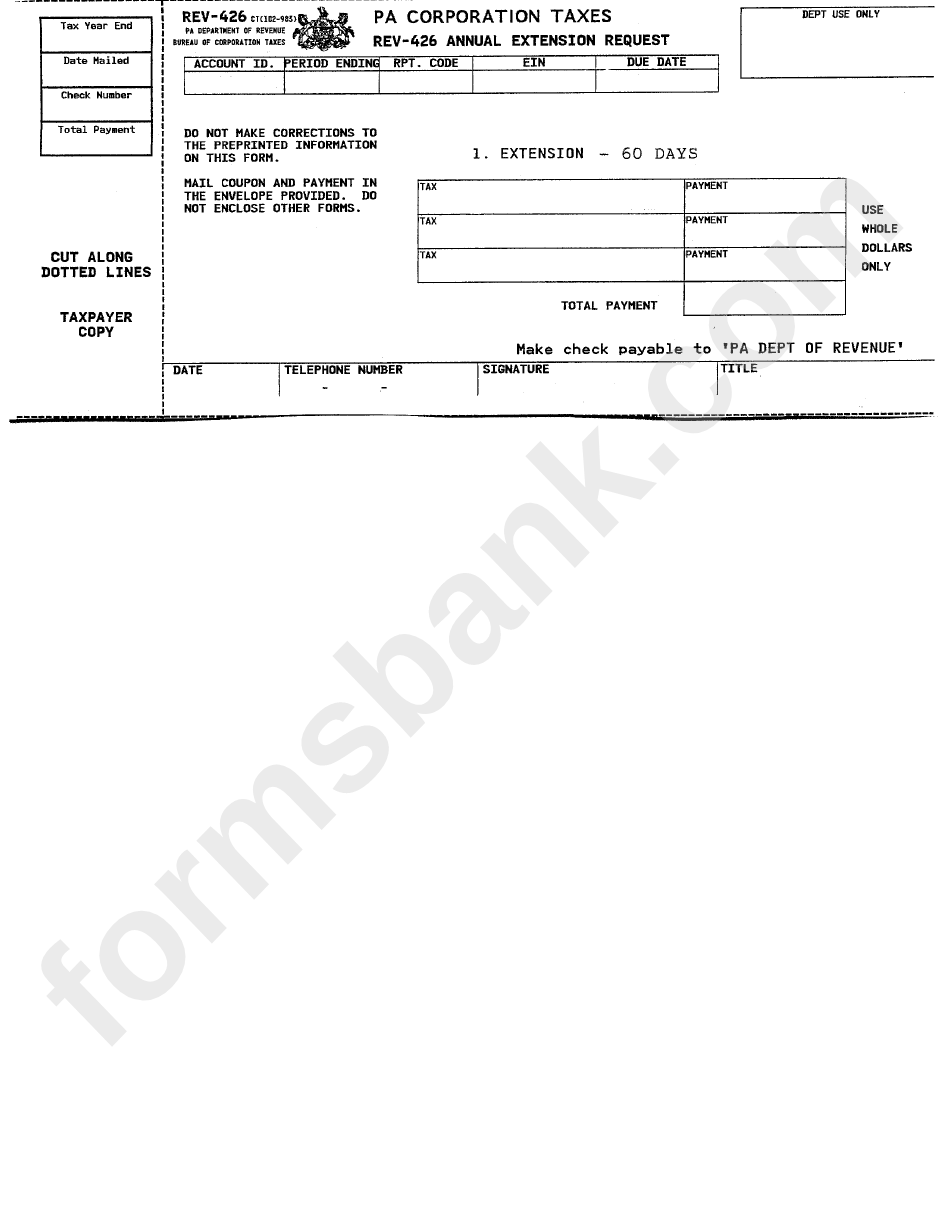 Form Rev-426 - Annual Extension Request Form