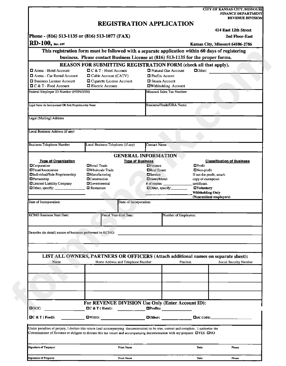 Registration Application Form