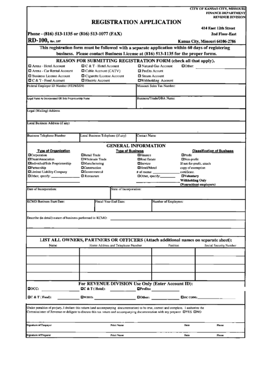 Registration Application Form Printable pdf