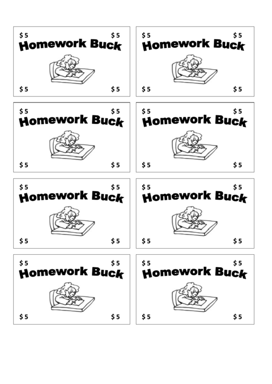 Homework Five Buck Money Template