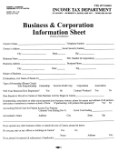 Business & Corporation Information Sheet - City Of Canton, Ohio Income Tax Department