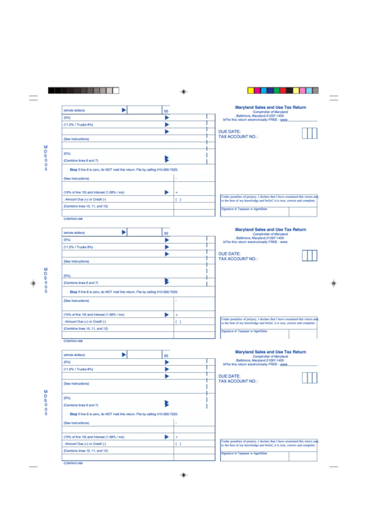 Maryland Sales And Use Tax Return Form printable pdf download