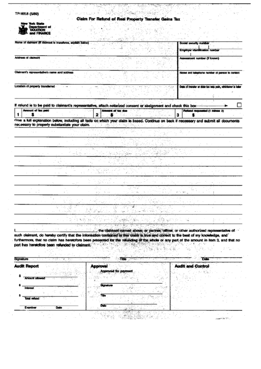 Form Tp-165.8 - Claim For Refund Of Real Property Transfer Fains Tax Form Printable pdf
