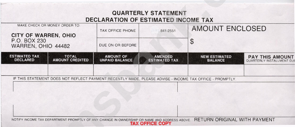 Declaration Of Estimated Income Tax Form
