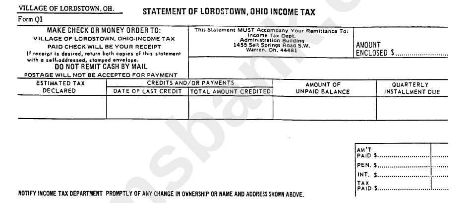 Form Q1 - Income Tax