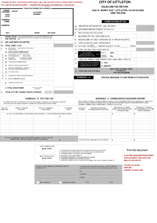 Fillable Sales/tax Return Form Printable pdf