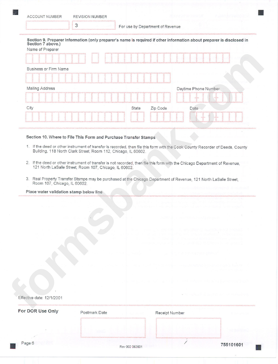 Form 7551 - Real Property Transfer Tax Declaration Form